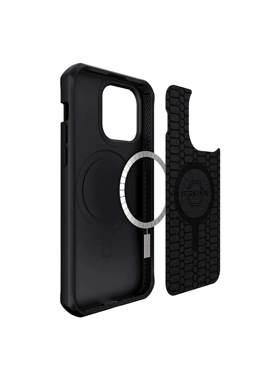 Itskins Ballistic Carbon iPhone 14 Pro Max Magsafe Case - Black - Tashqila Itskins Ballistic Carbon iPhone 14 Pro Max Magsafe Case - Black - Tashqila